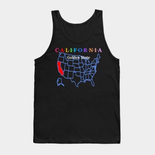 California, USA. Golden State (Map Version) Tank Top